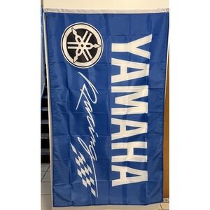 YAMAHA RACING BLUE 3'X5' FLAG-2-BRASS GROMMETS IN/OUT-150D POLY BEST QUALITY NEW